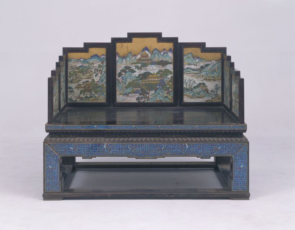 图片[1]-Rosewood inlaid enamel throne-China Archive